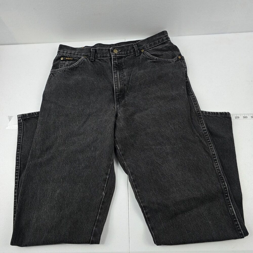 H.I.S Jeans Mens 36x36 Black Denim Straight Leg Made in USA‎ Vintage 34x34